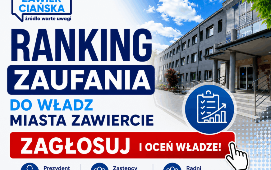 Ranking zaufania do władz Miasta Zawiercie. Oceń prezydenta, jego zastępców i radnych